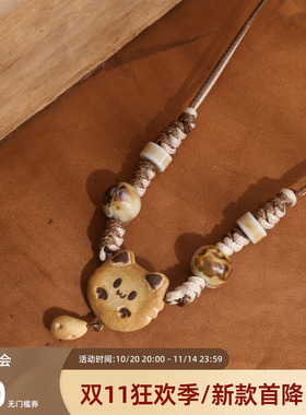 西町村屋饼干小猫系列锁骨项链女