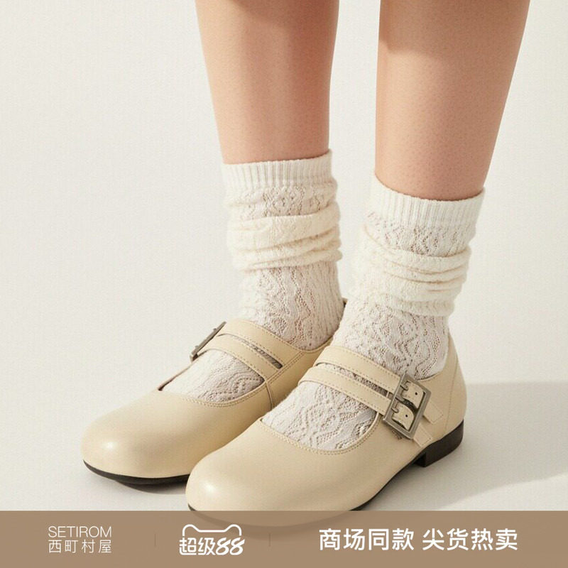 西町村屋简约单鞋女鞋春季新款学院风百搭圆头玛丽珍鞋XABA20013