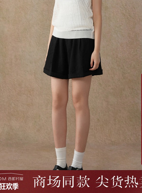西町村屋木耳边设计感短裤女夏季新款休闲复古百搭裤子XHAB10147