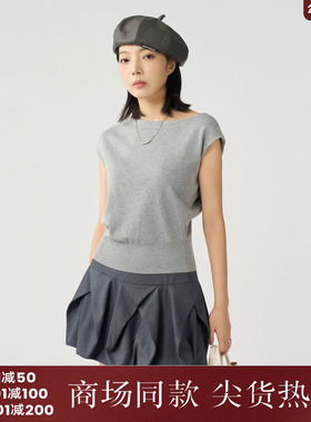 西町村屋斜肩韩系针织衫女装2025秋季新款文艺百搭小衫XHAC10636