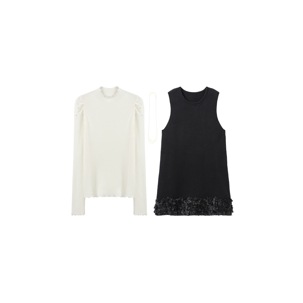 西町村屋千金风内外套女装2025冬新款立体花朵针织套装XXAD10473