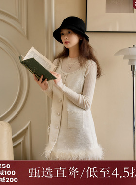 西町村屋小香风连衣裙女百搭春装新款气质高级无袖裙子AA9502023