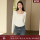 休闲感文艺方领纯色上衣HA9105008 新款 西町村屋简约打底衫 女春装