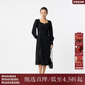 西町村屋法式 方领收腰连衣裙女装 2025秋气质复古裙子XX9C10057