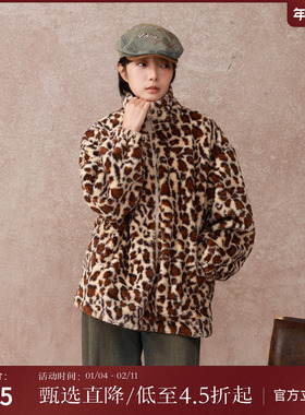 西町村屋韩系豹纹短款外套女秋冬新款气质复古休闲上衣XA9D10063