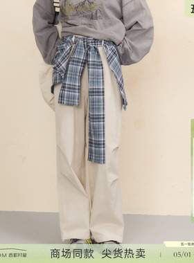 西町村屋潮流工装裤女2026春款休闲束脚裤含围裹式搭片XABA10253