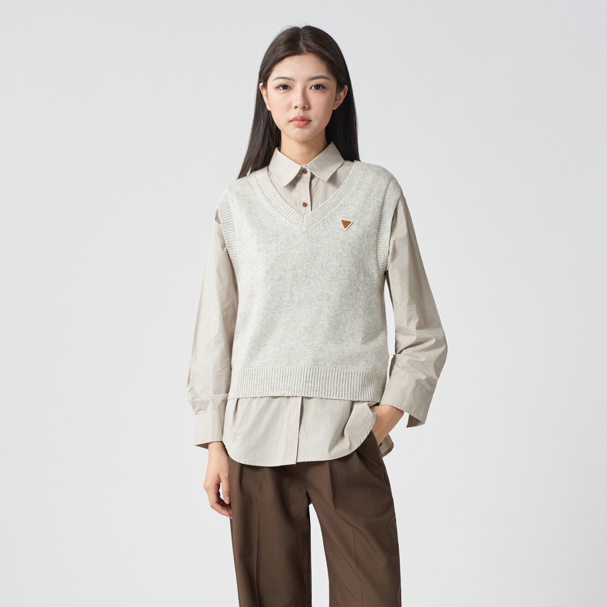 西町村屋韩系无袖毛衣女装秋季新款文艺学院风百搭背心HC8102214