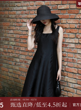 西町村屋赫本风长款吊带裙女装秋季新款法式收腰连衣裙XA9C10066
