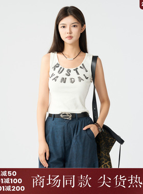 西町村屋字母印花无袖背心女2025秋季新款文艺百搭小衫XAAC10298