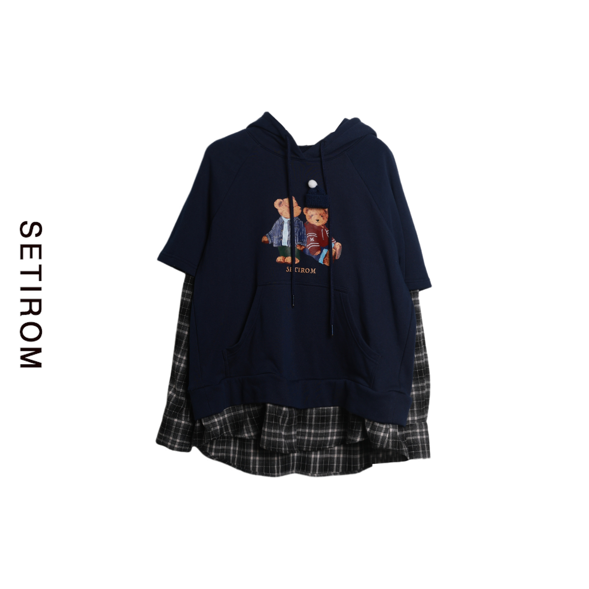 西町村屋学院风假两件连帽卫衣女