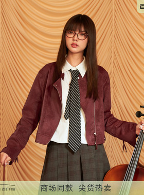 西町村屋复古感外套女装2025秋季新款休闲短款潮流皮衣XHBC10001