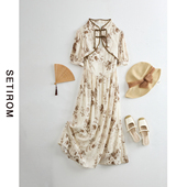 国风长款 西町村屋新中式 新款 连衣裙女夏季 裙子HB9502020 印花短袖