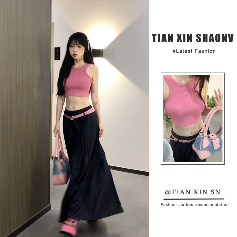 辣妹小心机修身背心套装