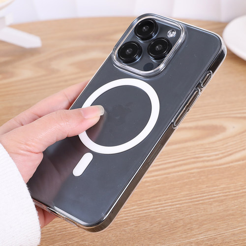 超薄透明磁吸手机壳适用苹果15promax保护壳magsafe裸机感14pro新款iphone13高级感简约12pm大孔硬壳带防尘网