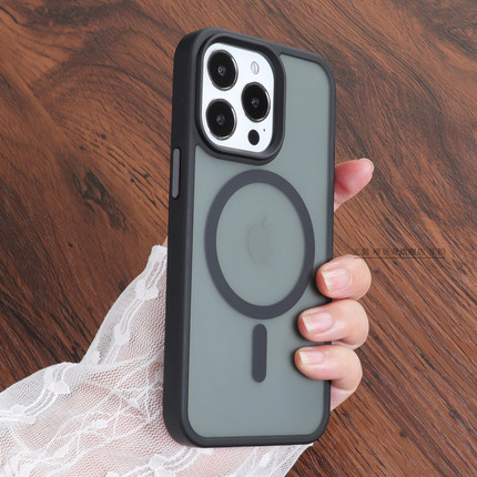 新品磁吸壳适用苹果15手机壳iPhone16磨砂14Magsafe撞色肤感13promax高级12pro外壳11网红小众全包防摔防指纹