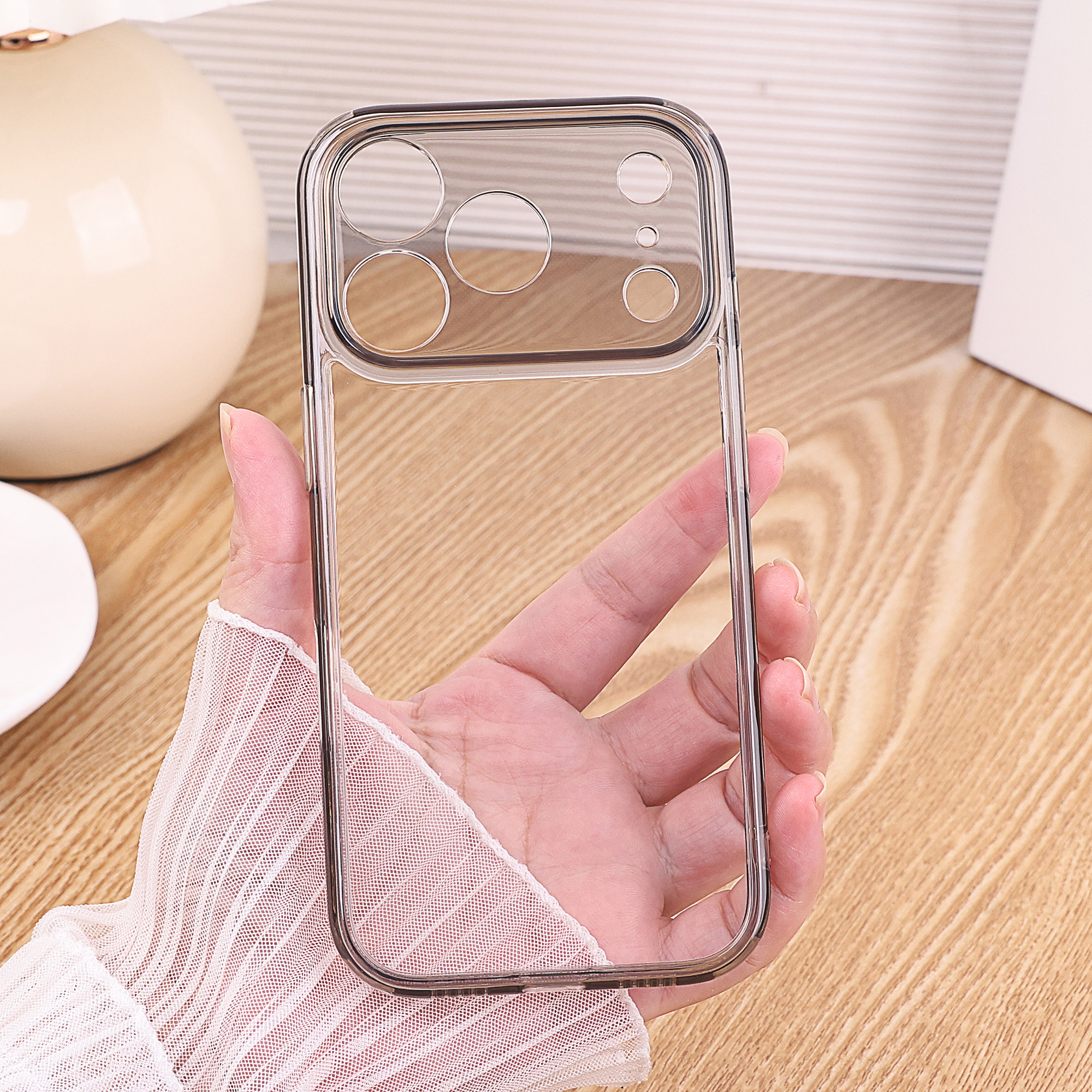 新薄款透明玻璃壳适用iPhone16Pro手机壳苹果17promax相机键全包air精孔镜头15高级14plus简约13男12女11外壳