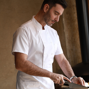 厨师工作服男短袖酒店餐饮后厨房面点师傅女定制衣服夏季厨师服装