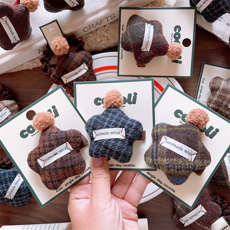 韩塞棉星星布艺刺绣发夹发箍发圈