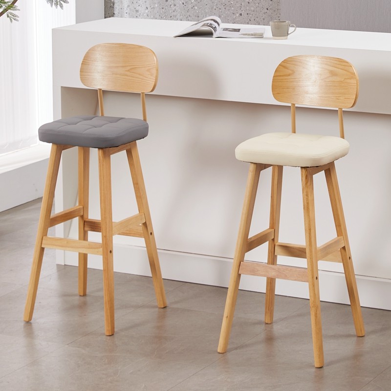 实木简约现代吧台椅家用轻奢靠背吧台凳复古岛台椅咖啡厅高脚椅,商业/办公家具,酒吧椅,淘宝优惠券,粉丝福利购,淘宝优惠卷