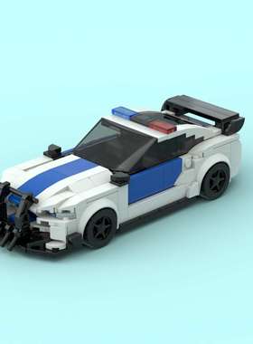 国产兼容性小颗粒积木MOC-83387野马警车模型儿童汽车DIY玩具礼物