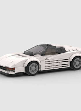 MOC国产小颗粒拼搭积木speed超跑Testarossa模型儿童玩具男孩赛车