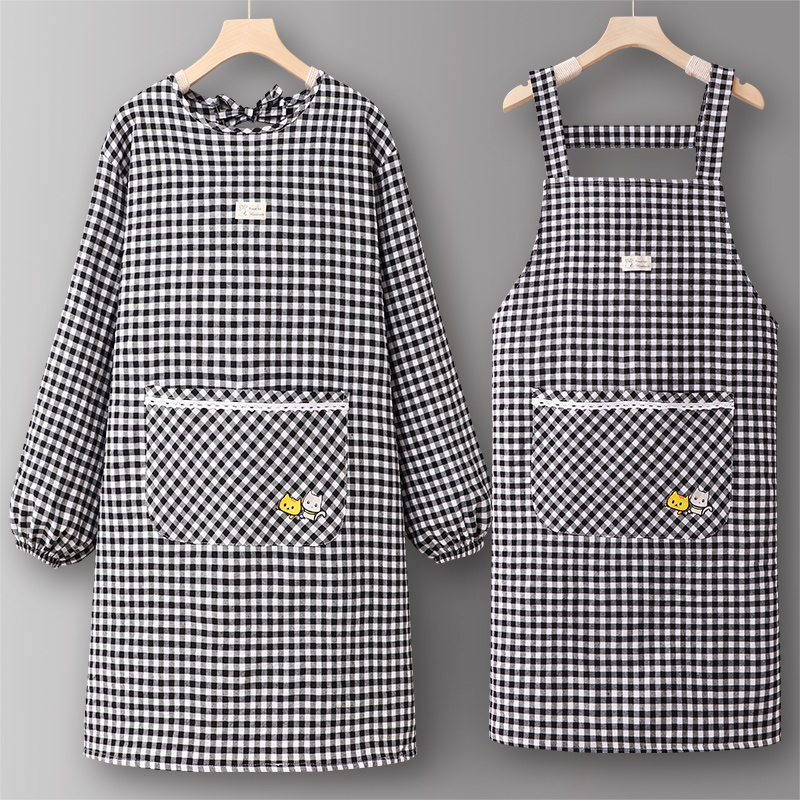 里层防水层纯长袖棉围裙时尚罩衣