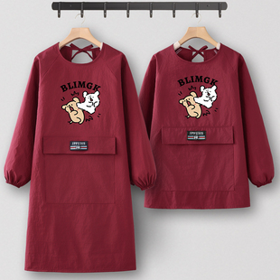 洋气可外穿罩衣女新款大人上班围裙厨房家用男工作服防水防油定制