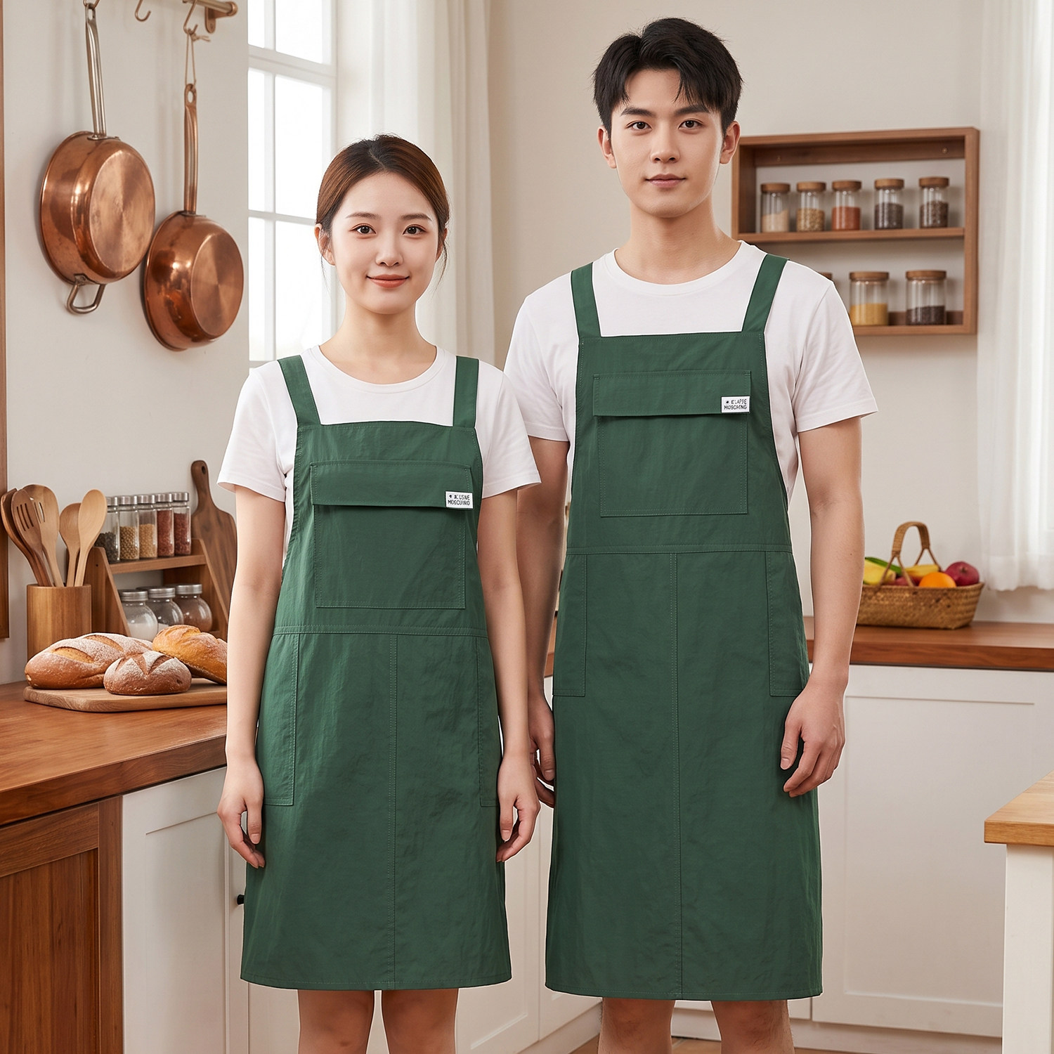 加长透气围裙厨房奶茶店