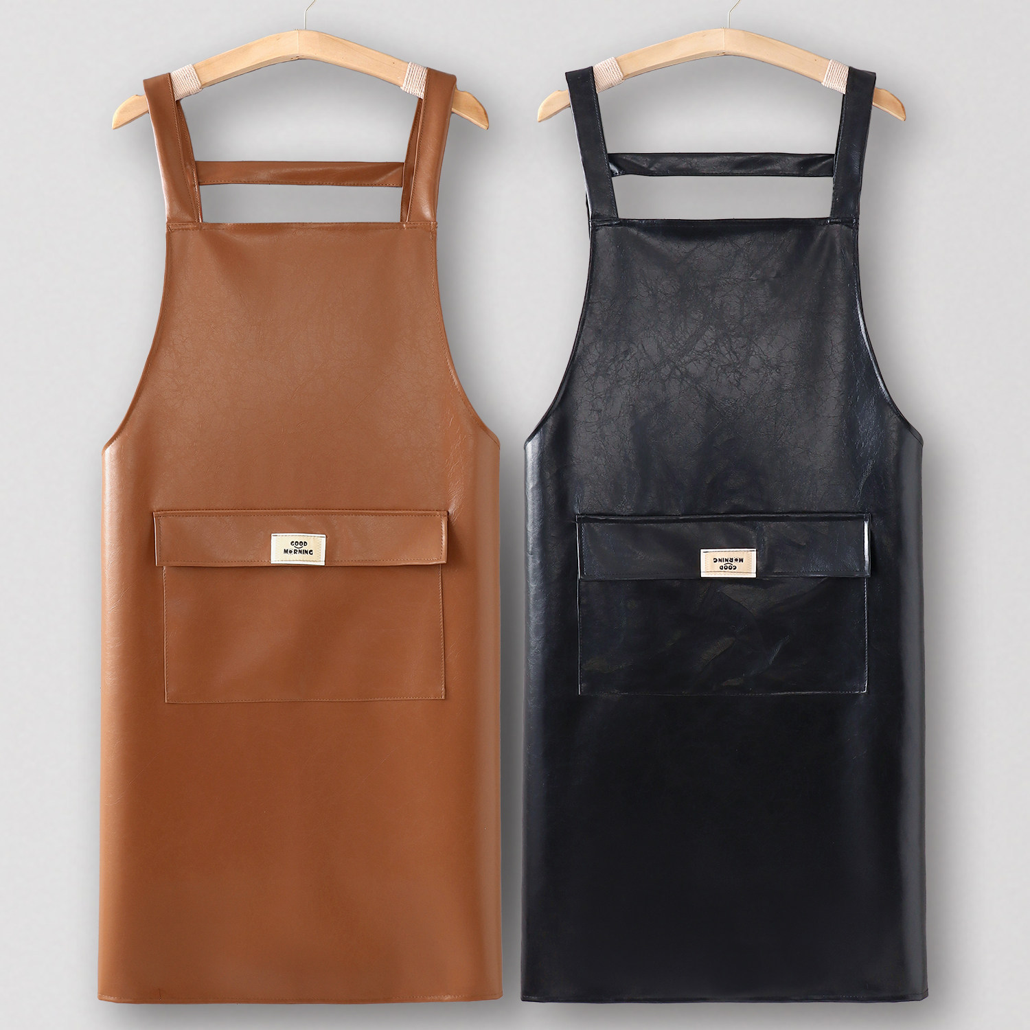 皮革围裙厨房家用耐磨防水防油