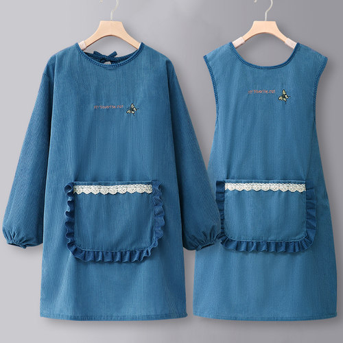 灯芯绒长袖罩衣冬季新款围裙