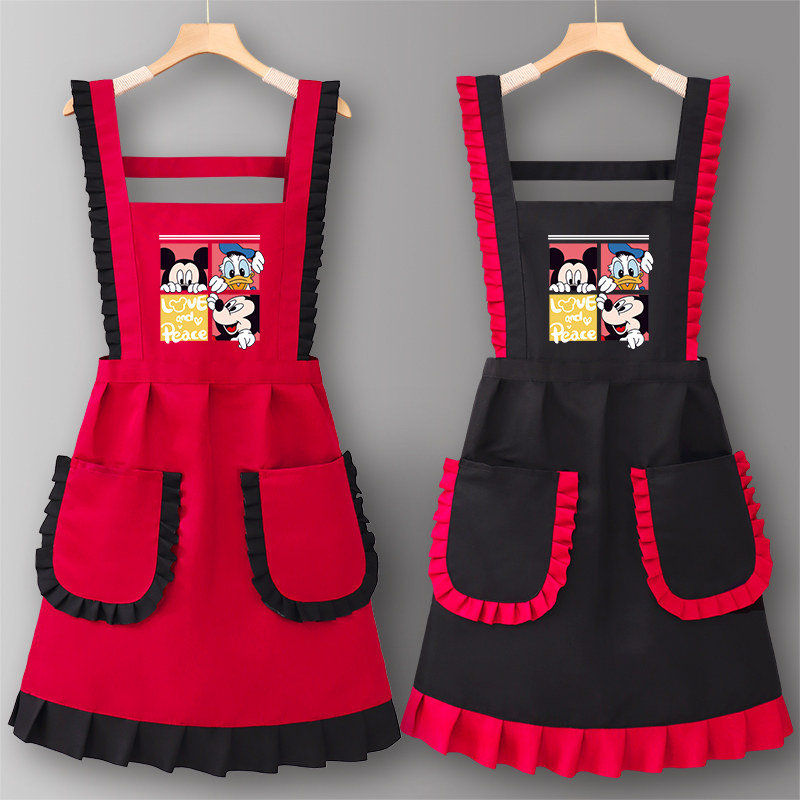 纯棉家用厨房围裙时尚工作服女