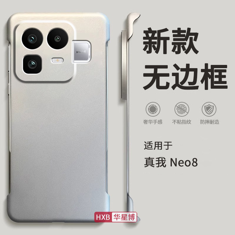 适用真我neo8手机壳realme新款2026无边框保护套半包边超薄散热不顶膜专用女高级感小众男士透明硬壳oppo系列