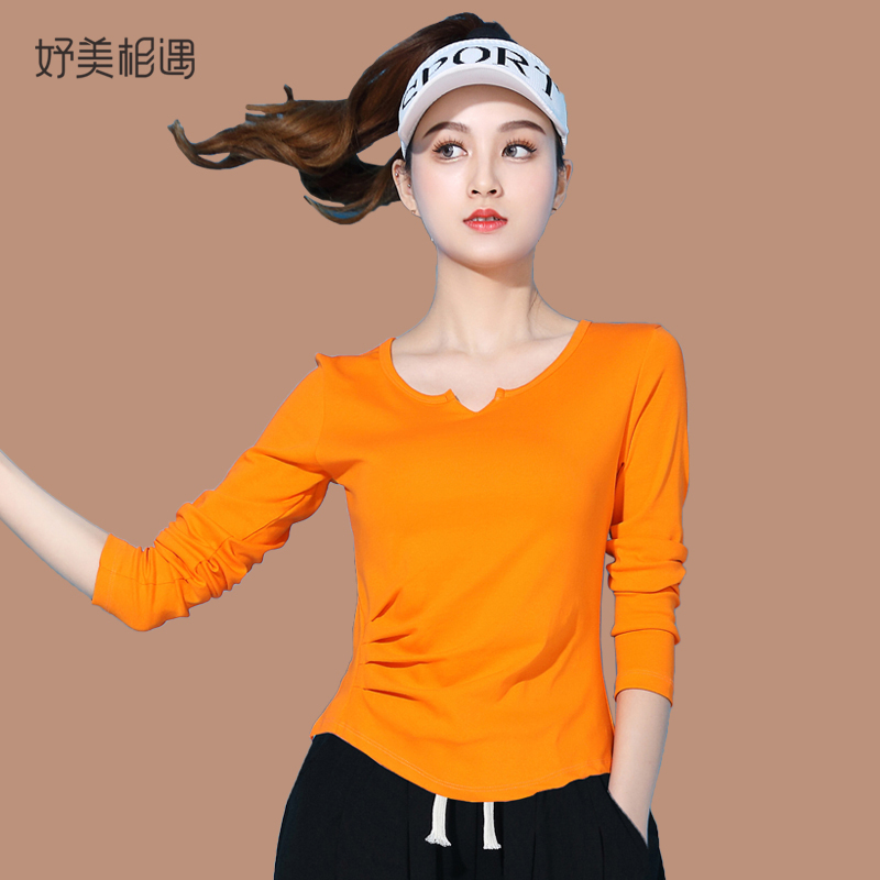 广场舞新款服装套装长袖上衣单件春秋大妈舞蹈服妈妈跳舞衣服纯棉