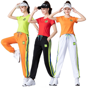 广场舞服装上衣夏天短袖夏款夏装红色跳舞衣服杨丽萍运动衣单件女
