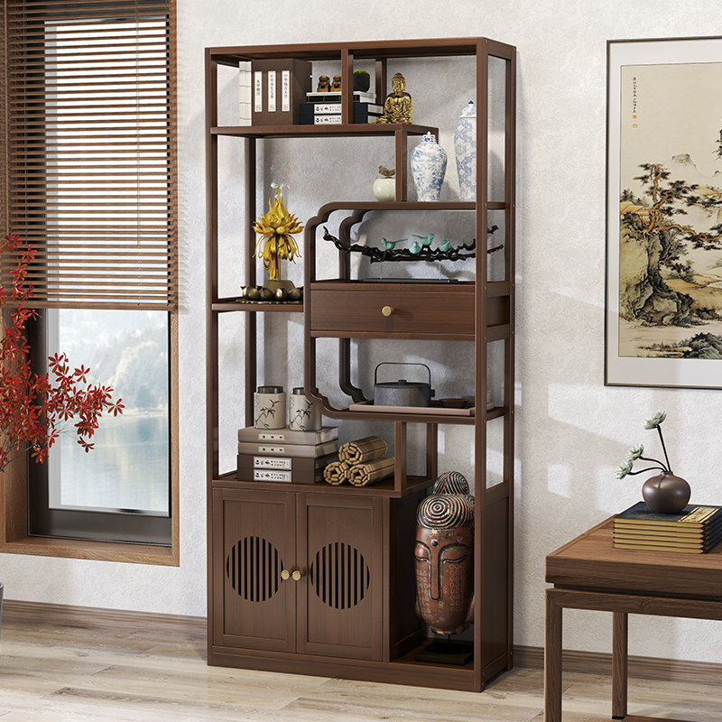 2025新款现代简约博古架客厅隔间茶具书架置物架靠墙非实木展示架
