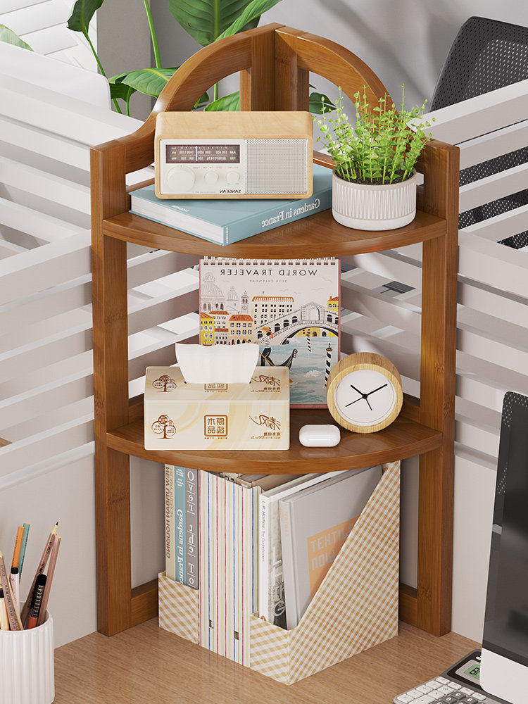 转角置物架子桌面上办公桌层板非实木创意简易书桌收纳三角形拐角