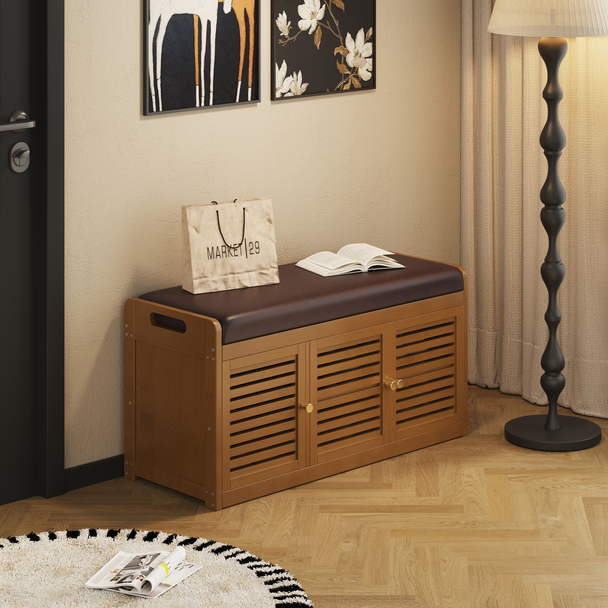 入户进门可坐鞋柜家用门口可坐可收纳一体窄小沙发尾凳玄关换鞋凳