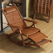 午休摇摇椅子老人大人折叠休闲 家用木阳台凉懒靠背躺椅午睡竹逍