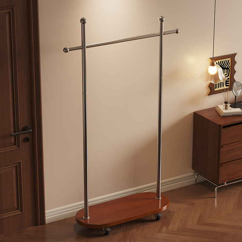 家用卧室落地挂衣架可移动2025新款中古风衣帽架不占空间玄关立式