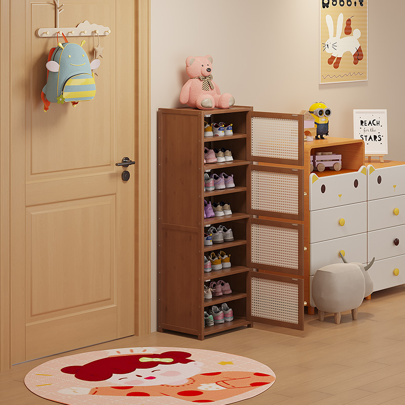入户门口窄款宝宝儿童鞋架子不占空间小型2025新款简易鞋柜防尘竹
