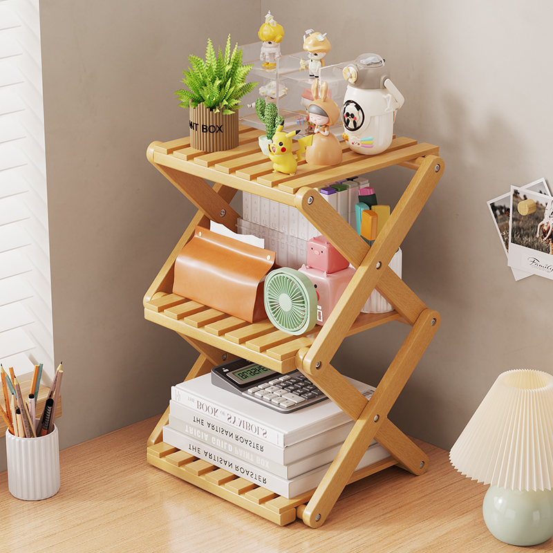 办公室免安装双层桌面置物架宿舍卧室书桌收纳架整理架多肉花架子