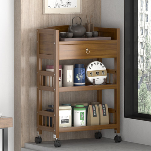 书架置物架落地带轮楠竹家用桌面收纳可移动阅读简易书柜放书柜子