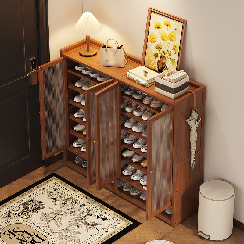 中古风鞋柜收纳柜子一体靠墙家用门口超薄款门外走廊用鞋子收纳柜,住宅家具,鞋柜,淘宝优惠券,粉丝福利购,淘宝优惠卷