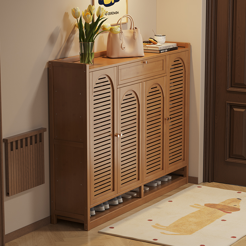 竹中生智入户复古鞋架带门多层