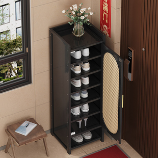 竹制藤编鞋柜家用门口玄关多层收纳柜出租房整装防尘可折叠储物柜