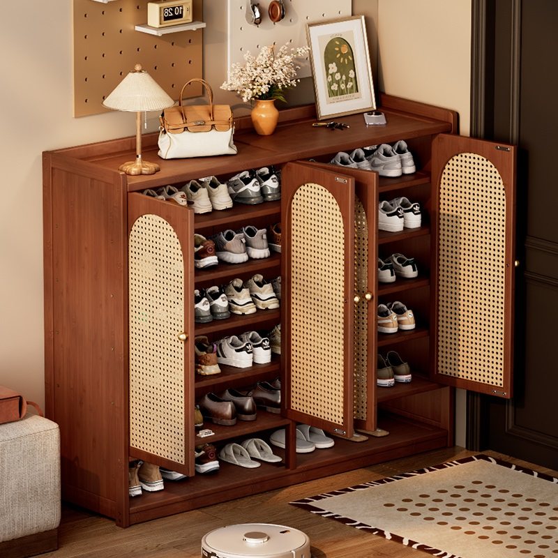 鞋柜收纳柜一体靠墙家用门口中古风入户门鞋架柜子大容量多层超大