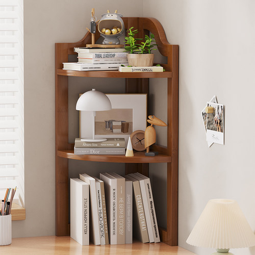 书架桌面置物架简易办公室桌上转角书桌收纳墙角小书柜三角非实木