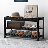 架楠竹进门长凳鞋 换鞋 凳家用门口入户可坐鞋 柜收纳简易省空间架子