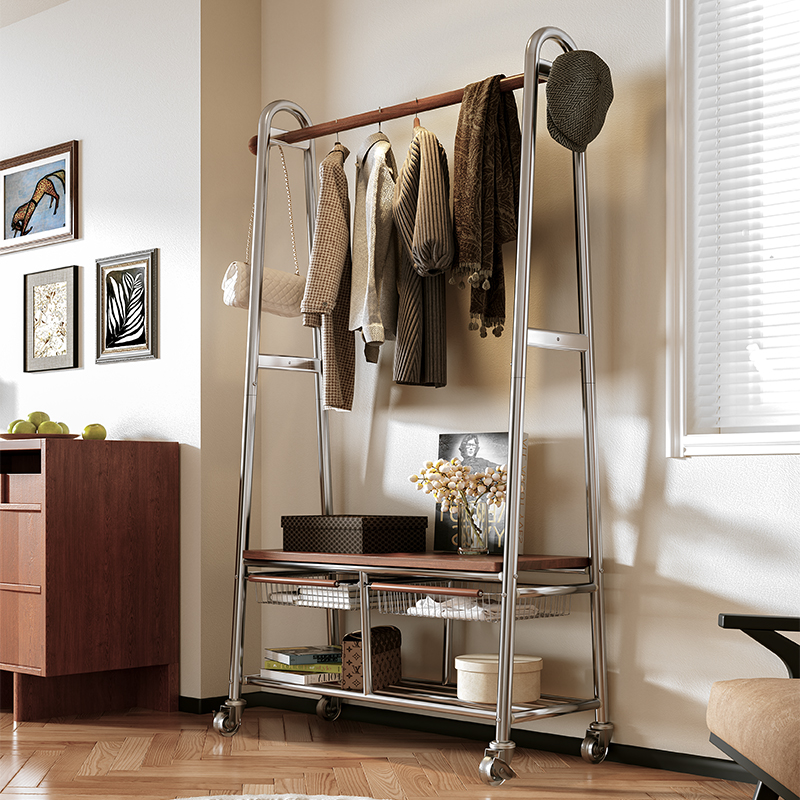 竹中生智加厚不锈钢衣帽架