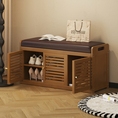 换鞋凳穿鞋凳入户门口2025新款家用可坐收纳凳中古风玄关柜带靴位